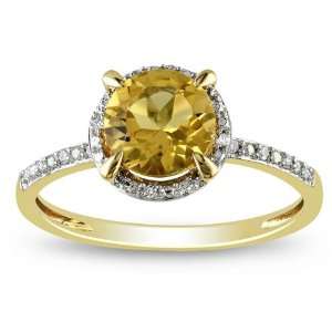  10K Diamond and Citrine Ring, (.05 cttw, GH Color, I2 I3 