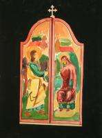 Vintage European Religious Icon gouachel painting  
