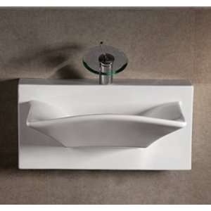   Ceramic Rectangular Wall Mount Bathroom Sink Basin