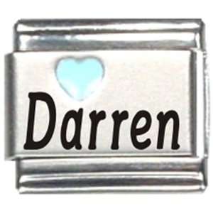  Darren Light Blue Heart Laser Name Italian Charm Link 