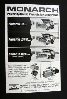 Monarch Power Hydraulic Controls snow plows 1967 Ad  