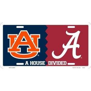   1251 House Divided Auburn and Alabama License Plate  X0097 Automotive