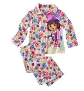 Dora The Explorer Fleece Pajamas pjs Flowers 2T 3T 4T  