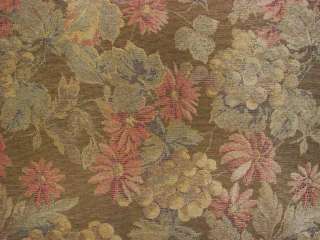   Green Rose Cream Red Floral Chenille Drapery Upholstery Fabric  