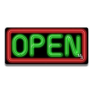    Neon Open Sign   Red Border & Green Letters