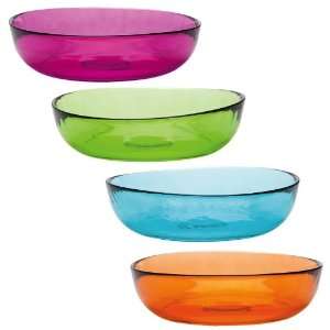   Glass Bowl 11.75 Blue, Green, Orange, Pink 4 Asst