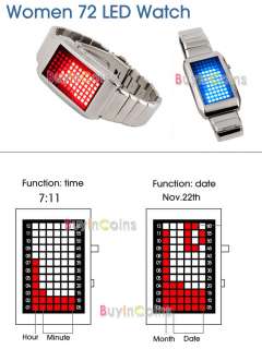 Women 72 LED Display Date Sport Wrist Watch Red/Blue  