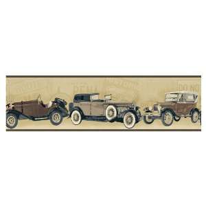 allen + roth Neutral Antique Cars Wallpaper Border LW1341268  