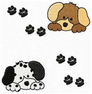 Puppy Dogs and Paw Prints Machine Embroidery Design CD  