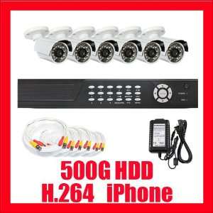 Channel H.264 DVR with 6 x 1/3 SONY CCD Camera, 540TV Line 