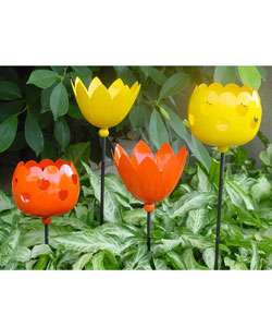 Flower Votive Outdoor Stakes (Set of 4)  