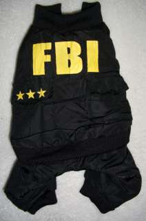 Dog Clothes Coat FBI size XS S M L XL  