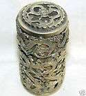 Rare Tibet silver Carved Dragon Toothpick Box  