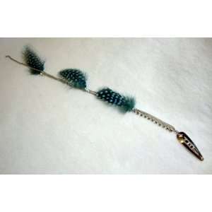  NEW Blue Guinea Feather and Rhinestone Hair Extension 