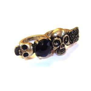    Sour Cherry Silver plated base Quirky Skeleton Double Ring Jewelry