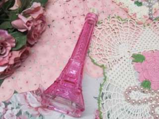 PINK GLASS EIFFEL TOWER DECOR BOTTLE~Shabby~Cottage~Chic~French~Paris 