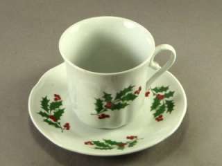 Apulum Romania Holly and Berries Cup and Saucer Set  
