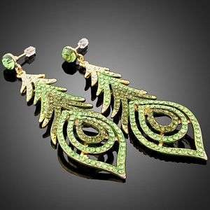 ARINNA Swarovski emerald crystal GP pierced Earrings  