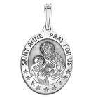   Saint Anne Medal, Solid 14k White Gold, 3/4 x 1 in, height of quarter