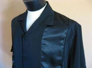 NEW 50s Rockabilly RAT PACK Hipster Black on Black Panel Bowling Shirt 