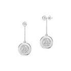 Body Candy 14K White Gold CZ Paved Peace Sign Stud Earrings
