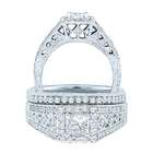   white gold halo pave bridal ring set size 6 5 other sizes available