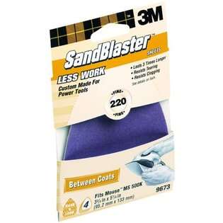 3M SandBlaster 9673 220 Grit Mouse Sandpaper Sheets, 4 Pack at  