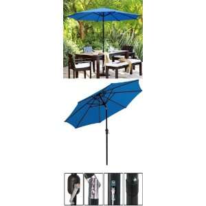  9 ft Outdoor Patio Tilt Table Umbrella Blue Patio, Lawn 