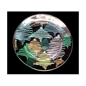 Holiday Forest Design   Hand Painted   Glass Dinner/Display Plate   10 