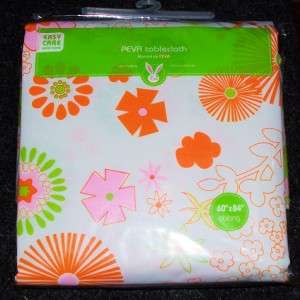 Easter Groovy Floral Vinyl Tablecloth 60x102 Oblong NEW  