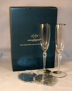 Lenox MADISON 2 Champagne Flutes Millenium Edition MINT IN BOX  