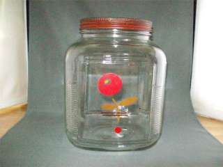 Vintage Glass Cookie Cracker Peanut Jar tin lid Lance  