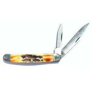 Bear & Son Cutlery 3 1/2 India Stag Bone 2 Blade Jack Knife, USA Made 