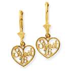 Jewelry Adviser earrings 14K Sweet 16 in Heart Leverback Earrings