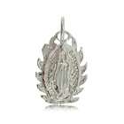 GEMaffair Mother Mary Pendant Sterling Silver Charm Oval Detailed