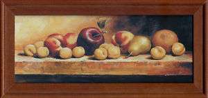 Framed Canvas Picture, Still Life, Fruits, Apple, Peach  