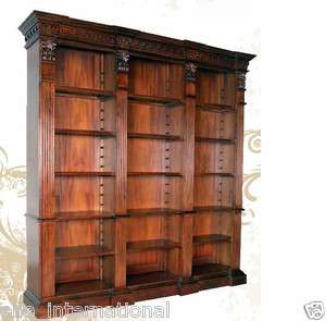 Antique Solid Mahogany Bookcase Fluted & Dental Details Hand Made 