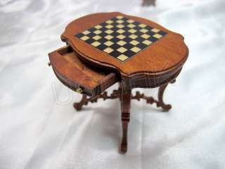 High End Doll House 1Scale Walnut Parlor Chess Table   