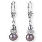 Dahlia Silver Deco Rose Drop Cultured Pearl Earrings, Lavender
