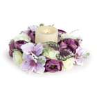   Purple/Cream Ranunculus/Clematis Artificial Floral Candle Rings 13