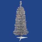   Pre Lit Silver Artificial Pencil Tinsel Christmas Tree Clear Lights