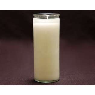 Light In The Dark White Candle in a Clear Glass Jar 8 Inch Tall and 3 