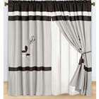   Taupe and Coffee Embroidered Curtain Set w/ Valance/Sheer/Tassels