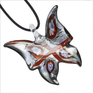 Butterfly Murano Lampwork Glass Pendant Necklace G14  