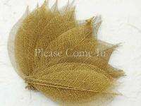 100 Skeleton Leaves Scrapbooking   4 inches Bright Gold  