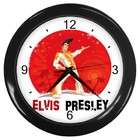   Black Wall Clock of Elvis Presley Photo Characature Cartoon