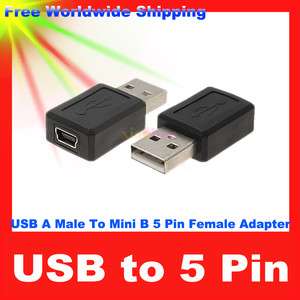 USB A Male To Mini B 5 Pin Female Adapter Converter  