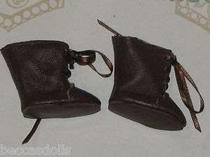 REAL LEATHER French Boots BLEUETTE For Antique Doll Size 41 BLACK 