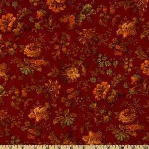  44 Wide Winterthur Small Floral Rust Fabric By The Yard 