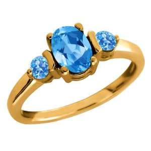   Genuine Oval Swiss Blue Topaz Gemstone 14k Yellow Gold Ring Jewelry